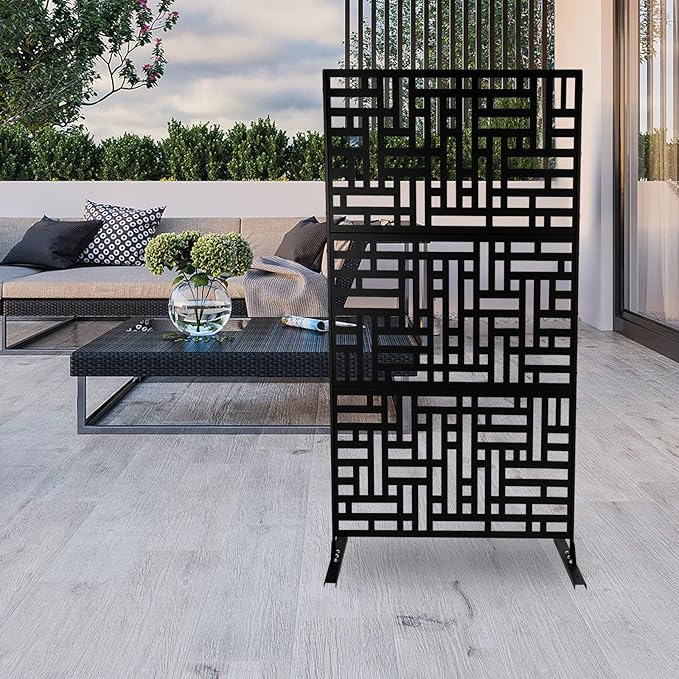 Metal Outdoor Privacy Screen,Freestanding Outdoor Divider Decorative Privacy Fence Screen,Freestanding Decorative Privacy Screen for Balcony Patio (40cm/ 15.7in)