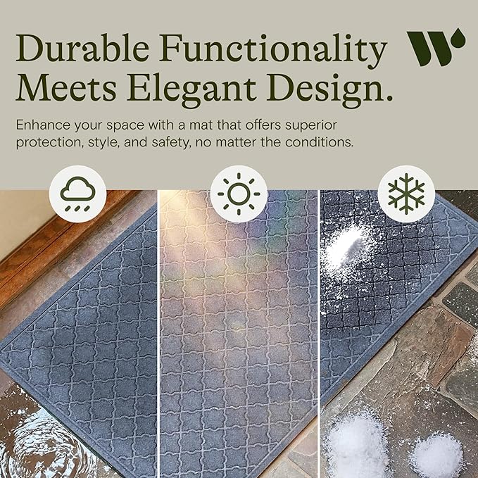 WaterHog Heavy Duty Doorway Mat, 3' x 5', Made in USA, Durable & Skid-Resistant Entryway Mat, Water-Trapping, Indoor/Outdoor Decorative Floor Covering, Cordova Collection, Bluestone
