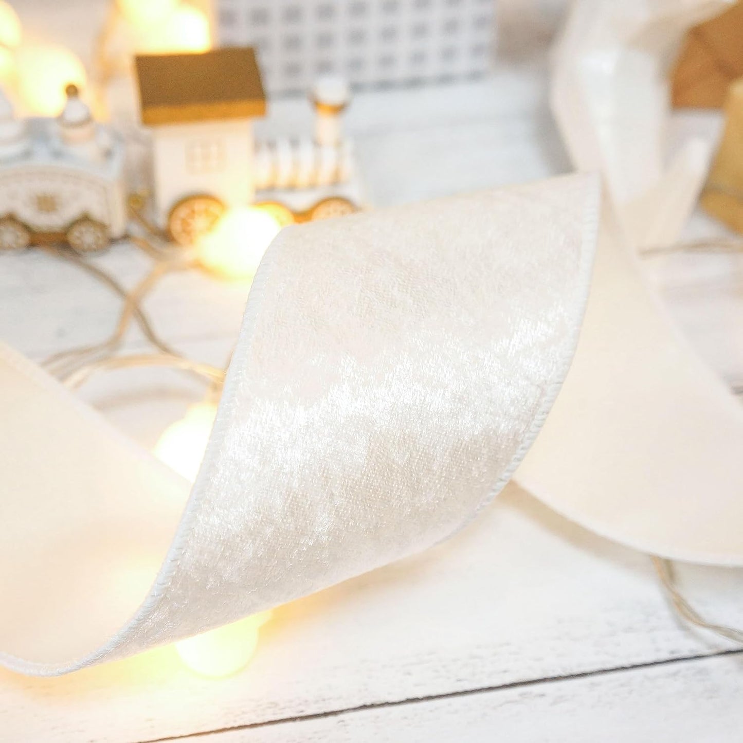 Ivory Velvet Ribbon 2.5 Inch x 10 Yards for Christmas Tree Topper Home Decoration Wreath Gift Wrapping DIY Craft