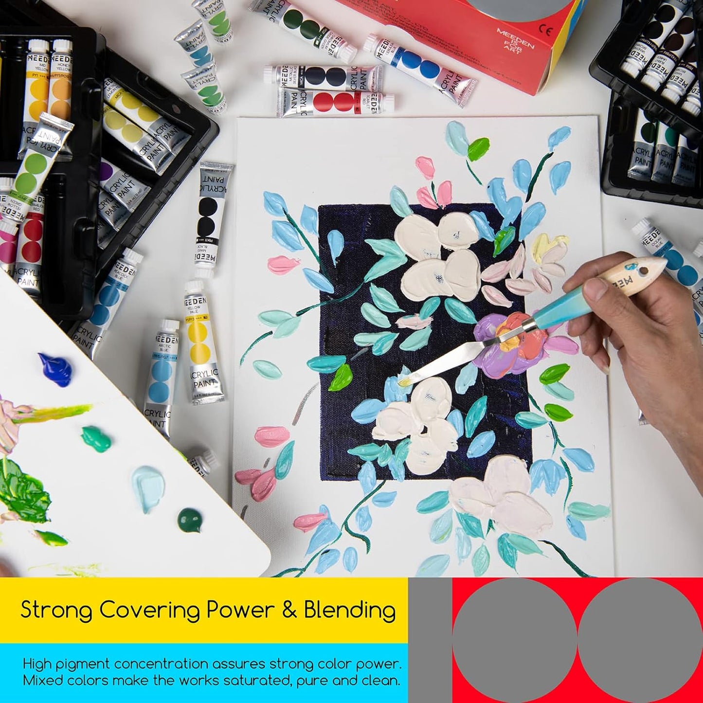 MEEDEN Heavy Body Acrylic Paint Sets, 100 Colors Art Paint Tubes, Non-toxic 0.41 fl Oz /12ml Acrylic Paints for Adults, Beginners