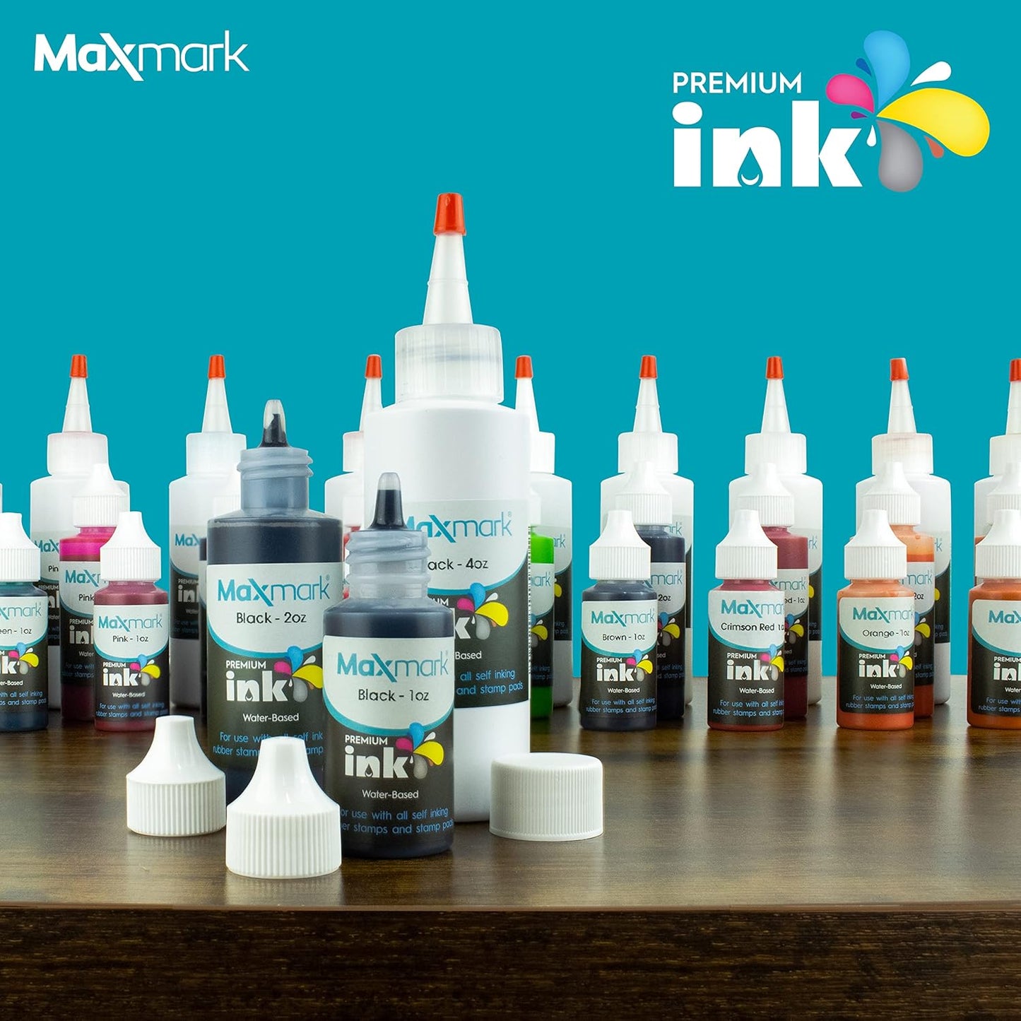 MaxMark Premium Refill Ink for self Inking Stamps and Stamp Pads, Blue Color - 2 oz.