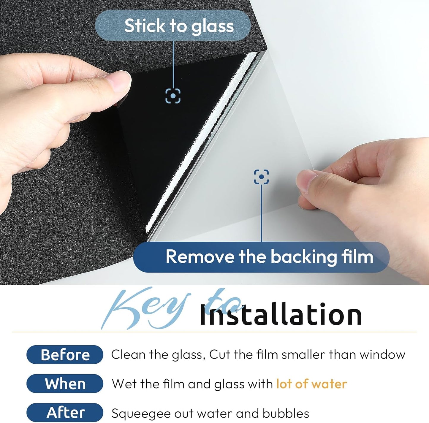 rabbitgoo Blackout Window Film, Sun Heat Blocking Privacy Cover for Glass, Removable Opaque Room Darkening Dark Black Out Window Covers Tint Shades for Home Day Sleep Light Blocker 17.5 x 78.7 Inches