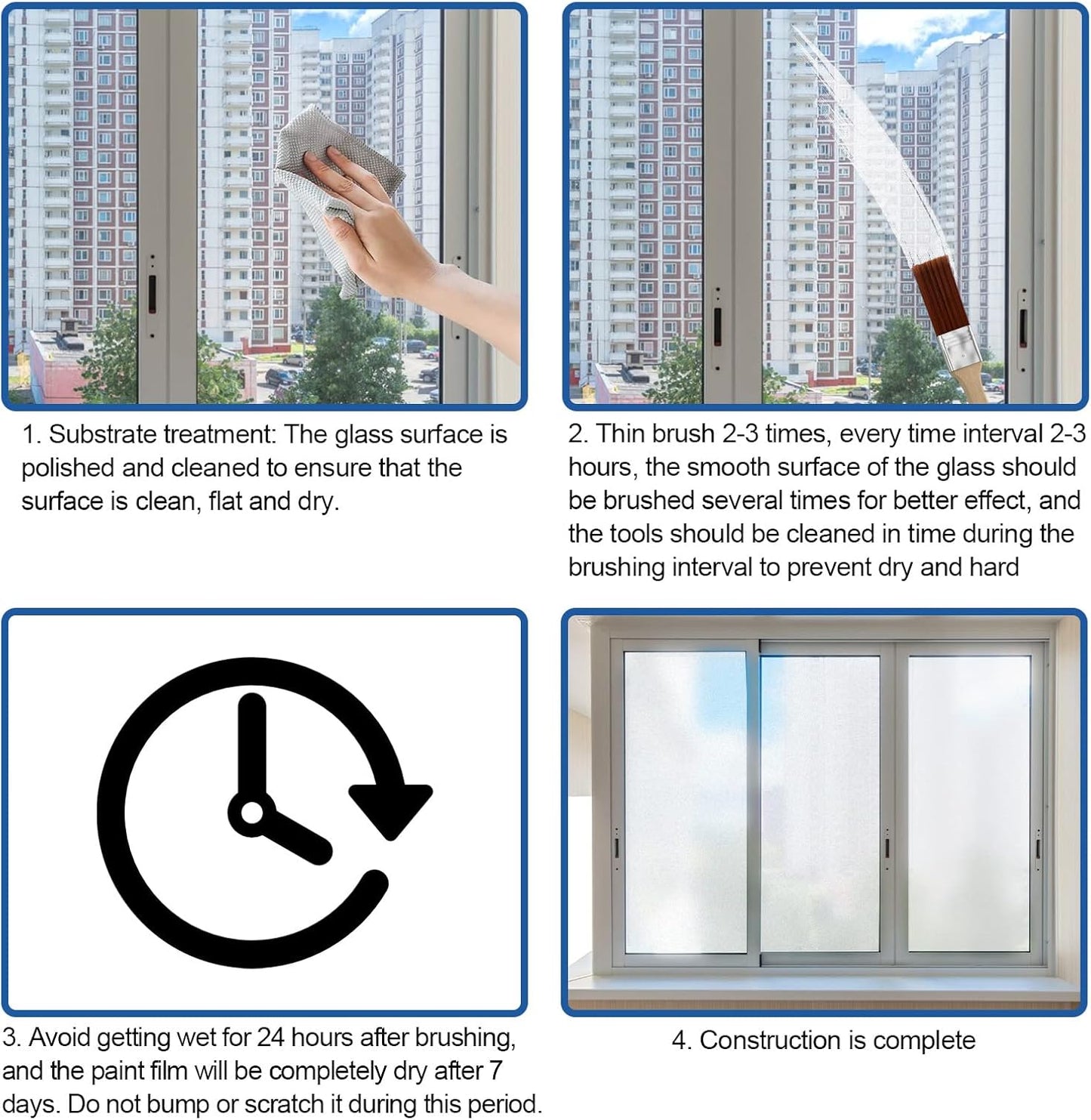 Frosted Glass Paint, 2Pcs Matte Hazy Spray, Door and Window Shading, UV Resistant, Waterproof, for Baby, Indoor-Outdoor, 1 Can, 2 Brushes