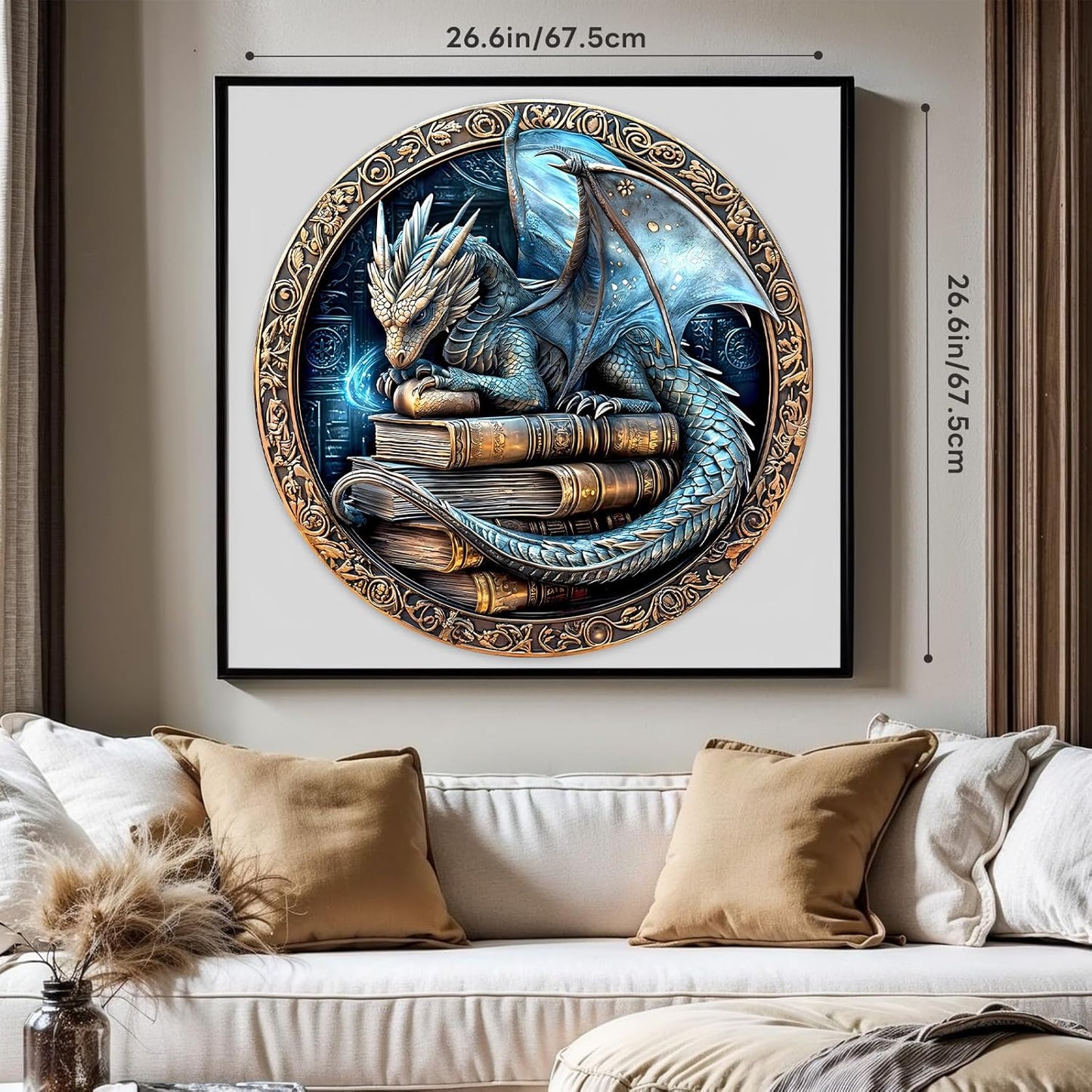 Round Puzzles for Adults 1000 Pieces, Hard Difficult Challenging Puzzles for Adults, Ancient Dragon Jigsaw Puzzles 1000 Pieces for Seniors, 3D Visual Flat Puzzle (26.6 x 26.6in)