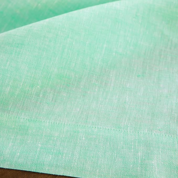 Solino Home Linen Table Runner 108 Inches Long - Athena, 100% Pure Linen Chambray Aqua Dining Table Runner 14 x 108 Inch for Winter, Spring, Easter