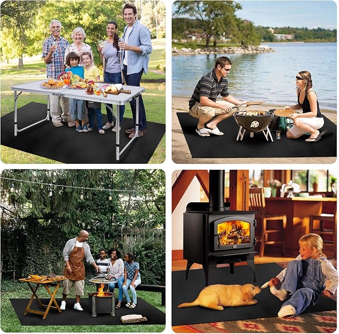Under Grill Mats for Outdoor Blackstone Griddle - 36 X 48 inch Easy to Clean Reusable Grill Mat for Deck and Patio, Indoor Fireplace Mat Fire Pit Mat, Fireproof, Waterproof and Oil Proof