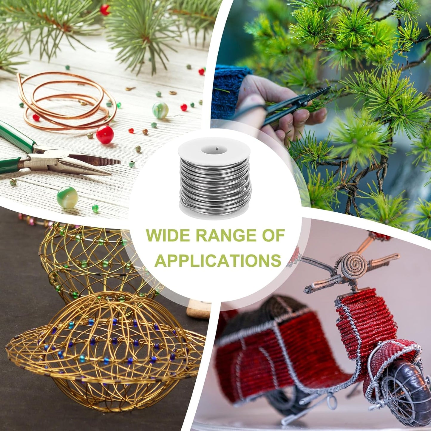 MECCANIXITY 9 Gauge Anodized Aluminum Craft Wire Bendable Bonsai Training Wire 56 Feet 3mm for Sculpting Crafts Wreath Floral Beading Jewelry Making, Silver Tone