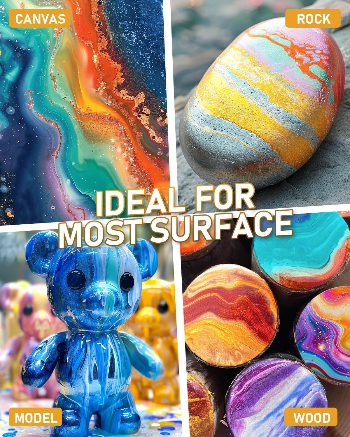 Nicpro 8 Colors 33.8 oz Large Bulk Metallic Acrylic Pouring Paint Supplies Kit, Premixed High Flow Art Pour Paint with Silicone Pour Oil, Gloves, Tablecloths for Beginner DIY, Ready to Pour