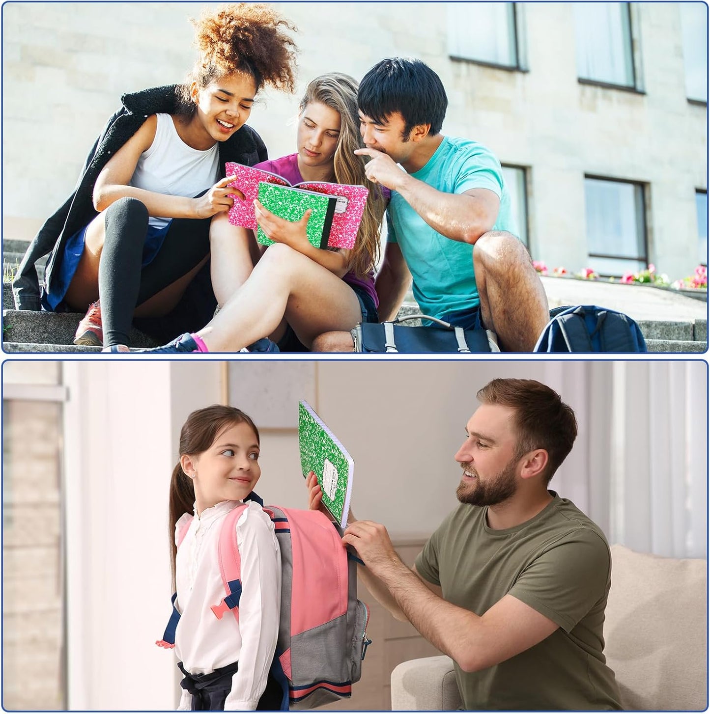 Seajan 20 Pack Composition Notebooks, Wide Ruled Paper, 7-1/2" x 9-3/4" Marble Hard Covers, 60 Sheets, Composition Notebooks Bulk for Students Back to School Adults Office Supplies(Colorful)