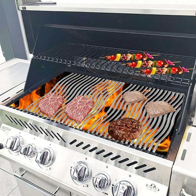 S8C011 Stainless Steel Cooking Grid Grates Replacement for Napoleon Prestige PRO 500, LEX 485 Gas Grill Models, Solid Rods Grill Grates, 17 3/4" x 27 1/2", 2 Pack