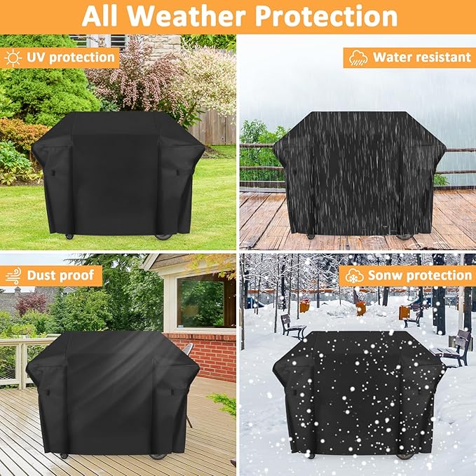 Grill Cover for Weber Genesis II 400 Series, 4 Burner Waterproof Cover for 7131 Weber Genesis II LX 400 Series Summit 400 Grills Cover, 65 Inch BBQ Outdoor Cover for Genesis2 Grill