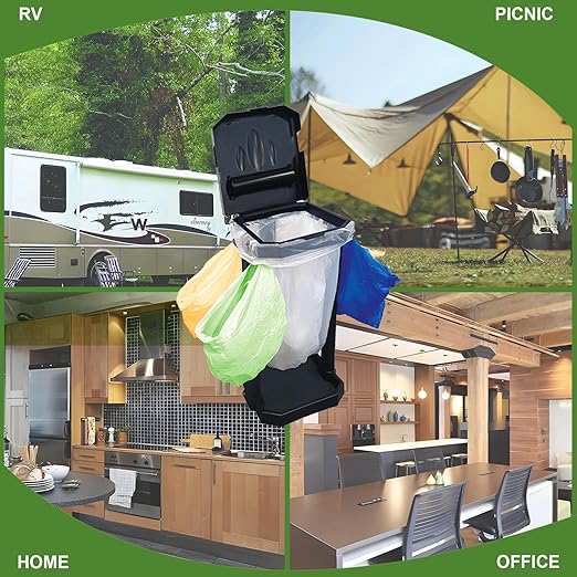 Collapsible Trash Bag Holder with 20 Pcs Trash Bags, Portable Trash Can with Trash Bag Storage, Waste Bin for Camping, RV, Picnics, Home and Recycling