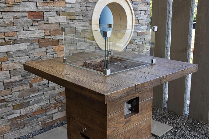 All Fire Table Pit Wind Screens and Stainless Steel Buner Lid from ELEMENTI | ELEMENTI Plus and MODENO (Wind Screens, Square 17.7" WS - 003A)