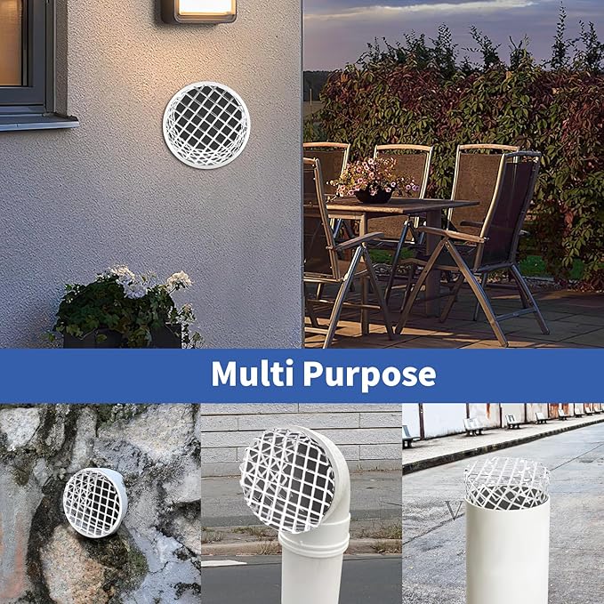 4" PVC Termination Vent Mesh Cap, 304 Stainless Steel Dryer Vent Screen Outdoor, PVC Roof Vent Cap, High Airflow Built-in Grill, 3.75" to 3.85" Conical Net, for 4in Dryer Vent Hose, Exhaust Vent Mesh