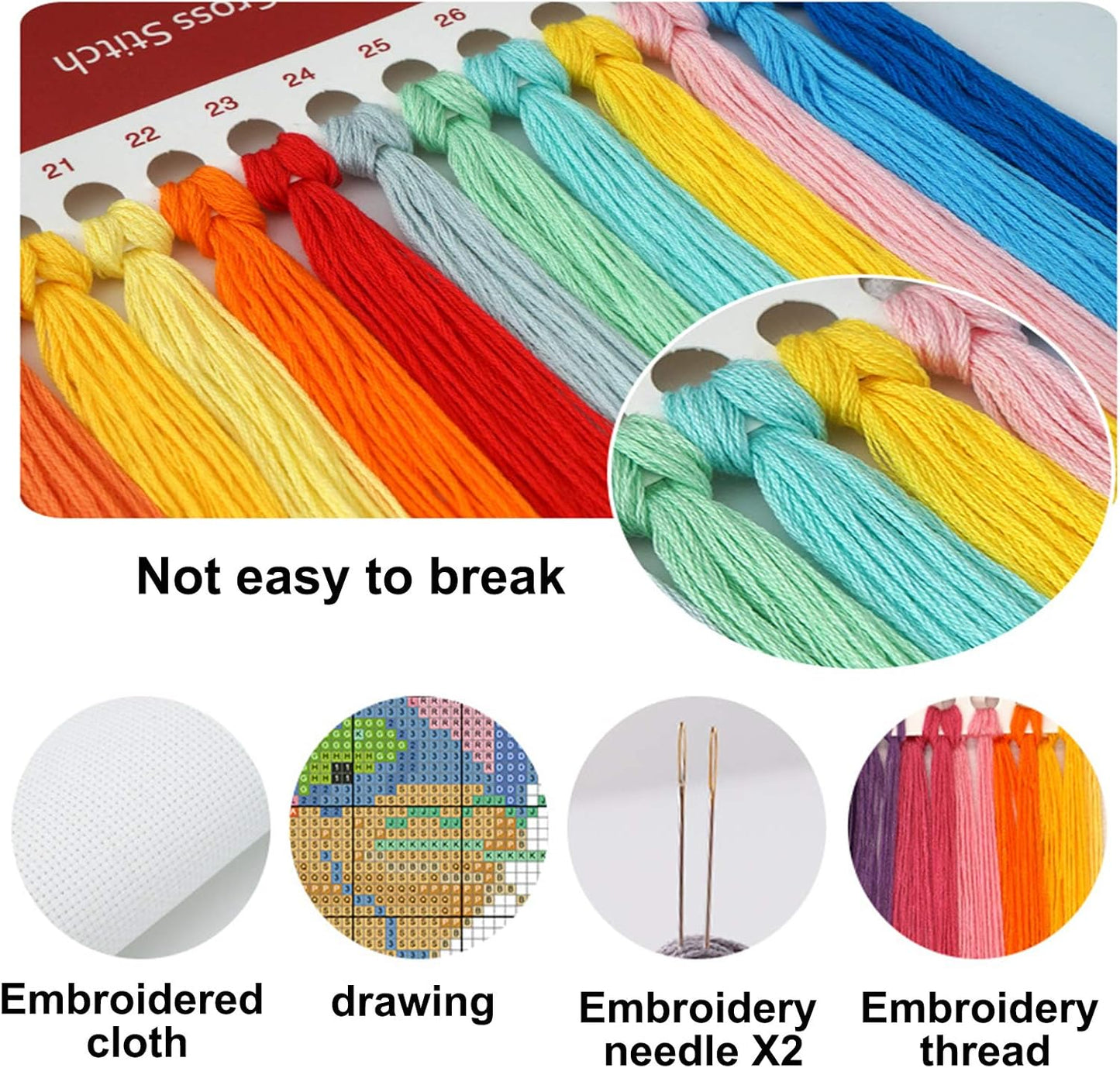 51buyoutgo 11CT Stamped Cross Stitch Kits for Adults - 18x18 in Beginner Embroidery Kit with Easy Funny Washable Animal Tiger Pattern, Pre Printed Fabric for DIY Home Decor, Gifts & Stress Relief