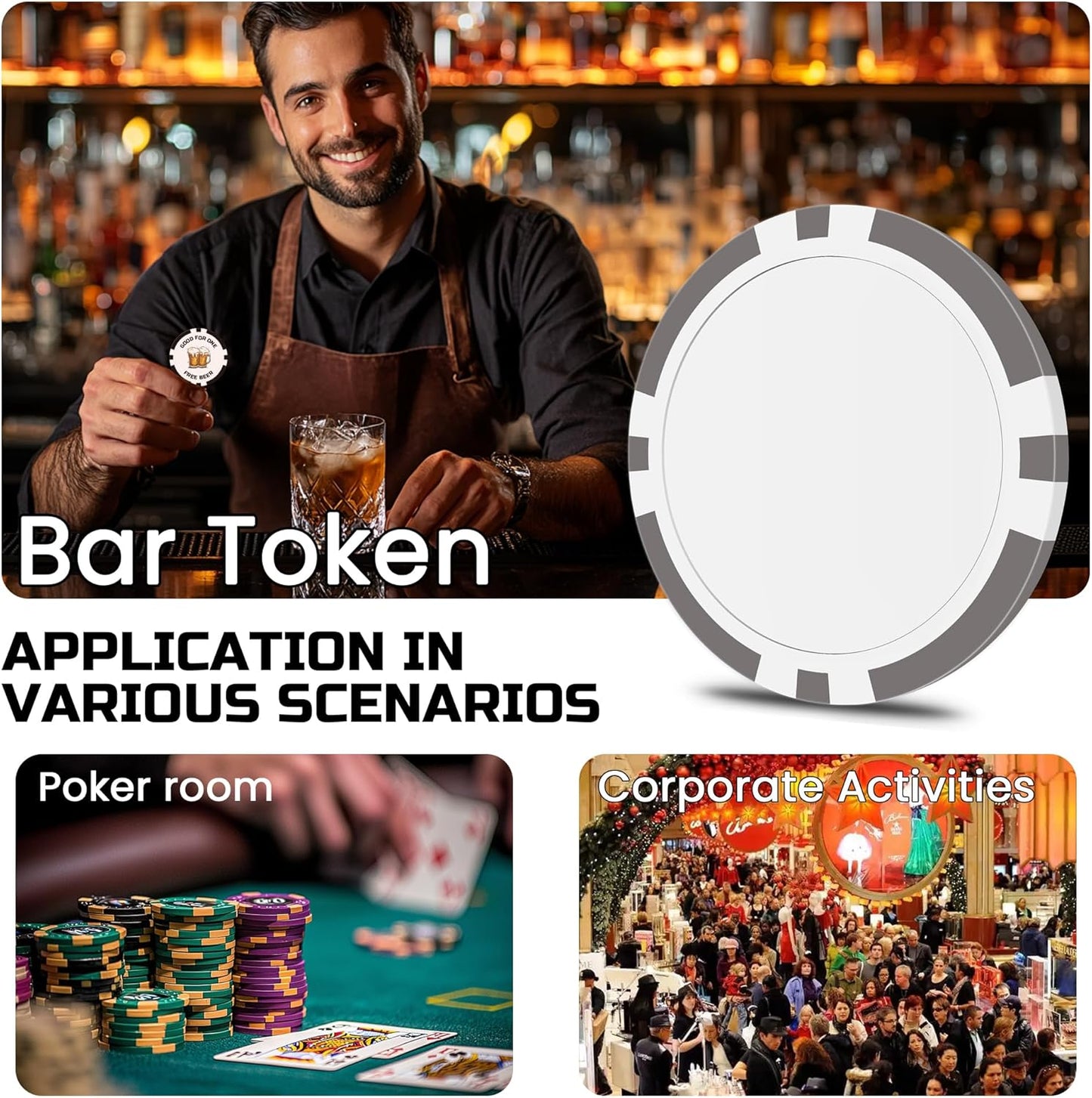 50 Custom Poker Chips, Personalized with Your own Logo, Photo or Text - 11.5g Casino Chips for Poker Gram, Tournaments, Business Card, Token