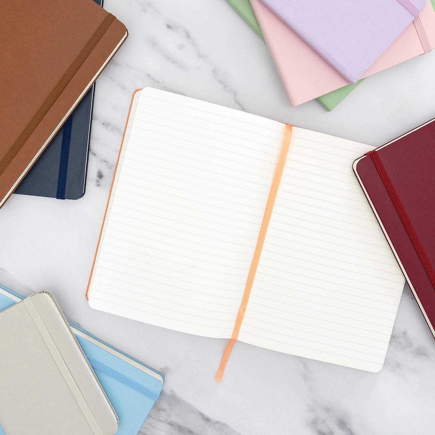 PAPERAGE Lined Journal Notebook, 3 Pack, (Burgundy, Light Grey, Navy), 160 Pages, Medium 5.6 in x 8 in - 100 GSM Thick Paper – Hardcover Journaling Notebook for Work, School & Note Taking