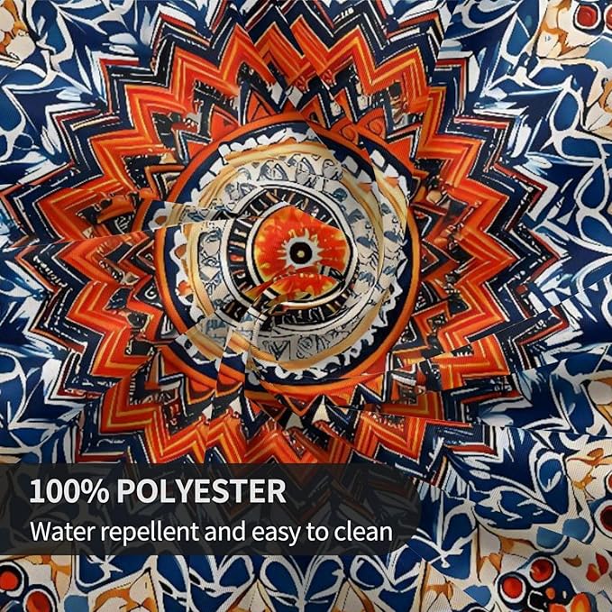 Bohemian Round Tablecloth Colorful Boho Bohemian Tablecloth 60 Inch Waterproof Rustic Table Cloth Fabric Farmhouse Stripe Decorative for Picnic Party Holiday Home Indoor Outdoor