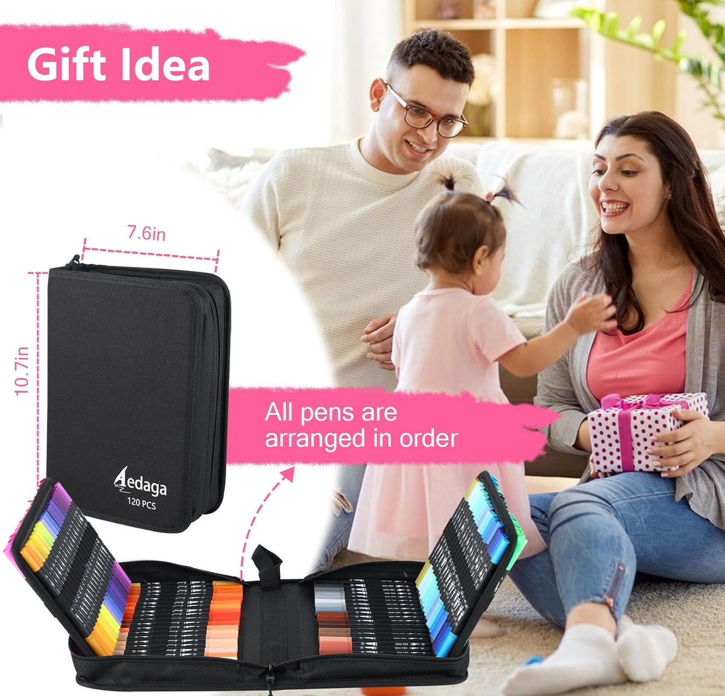 120 Colors Numbered Dual Tip Brush Pens with Free App, Fine and Brush Tips Pens for Adults and Kids, Coloring Markers for Coloring Book Bullet Journaling Note Taking Planner Hand Lettering