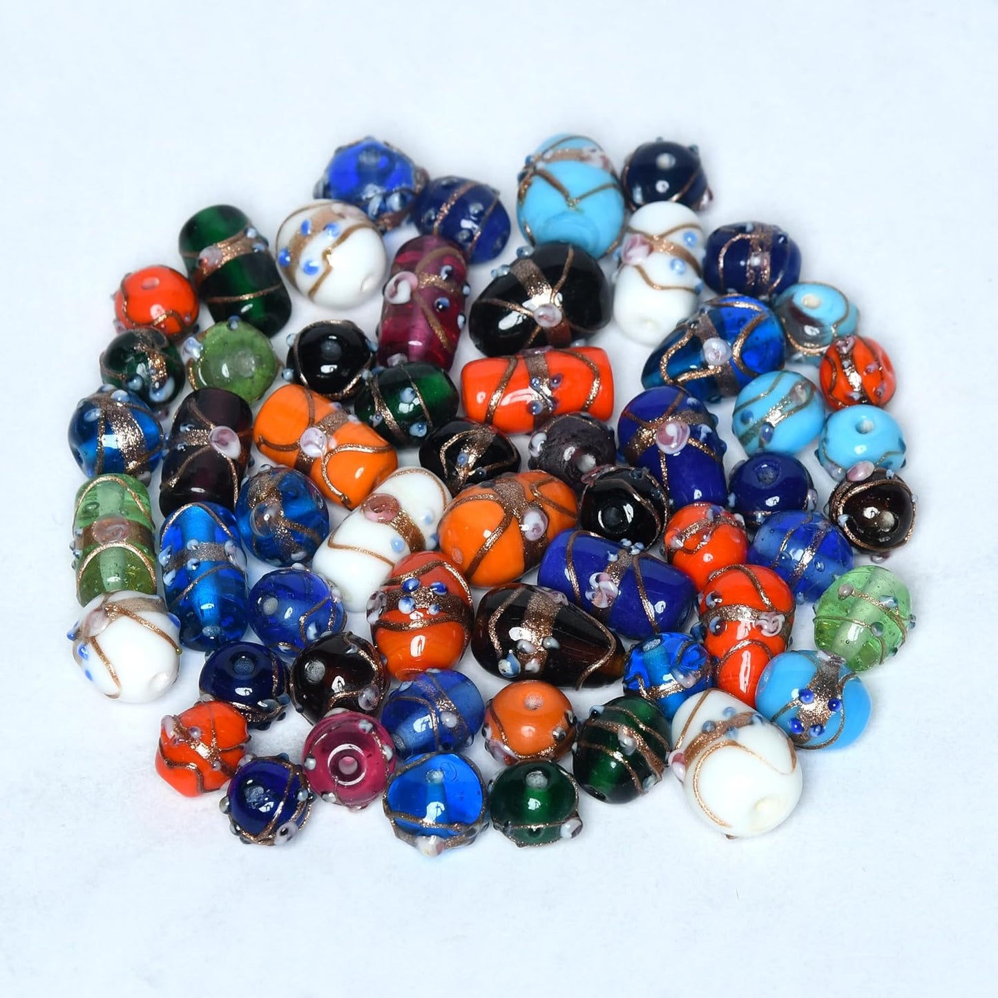 2/3 LB Bag of Assorted Glass Beads for Jewelry Making, Lampwork Murano Bead Mix for Bracelets and Necklaces, Crafting Beads Supplies Kit, Large & Small Beads (Wedding Cake Mix)