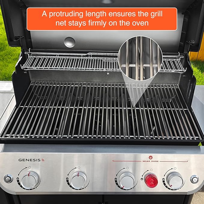 QuliMetal SUS304 9MM Grill Grates for Weber Genesis II E-410/E-415/E-435, Grill Parts for Genesis II/LX E-440 Series Gas Grills, 304 Stainless Steel Grill Grates Parts for Weber GS4 66089 66097