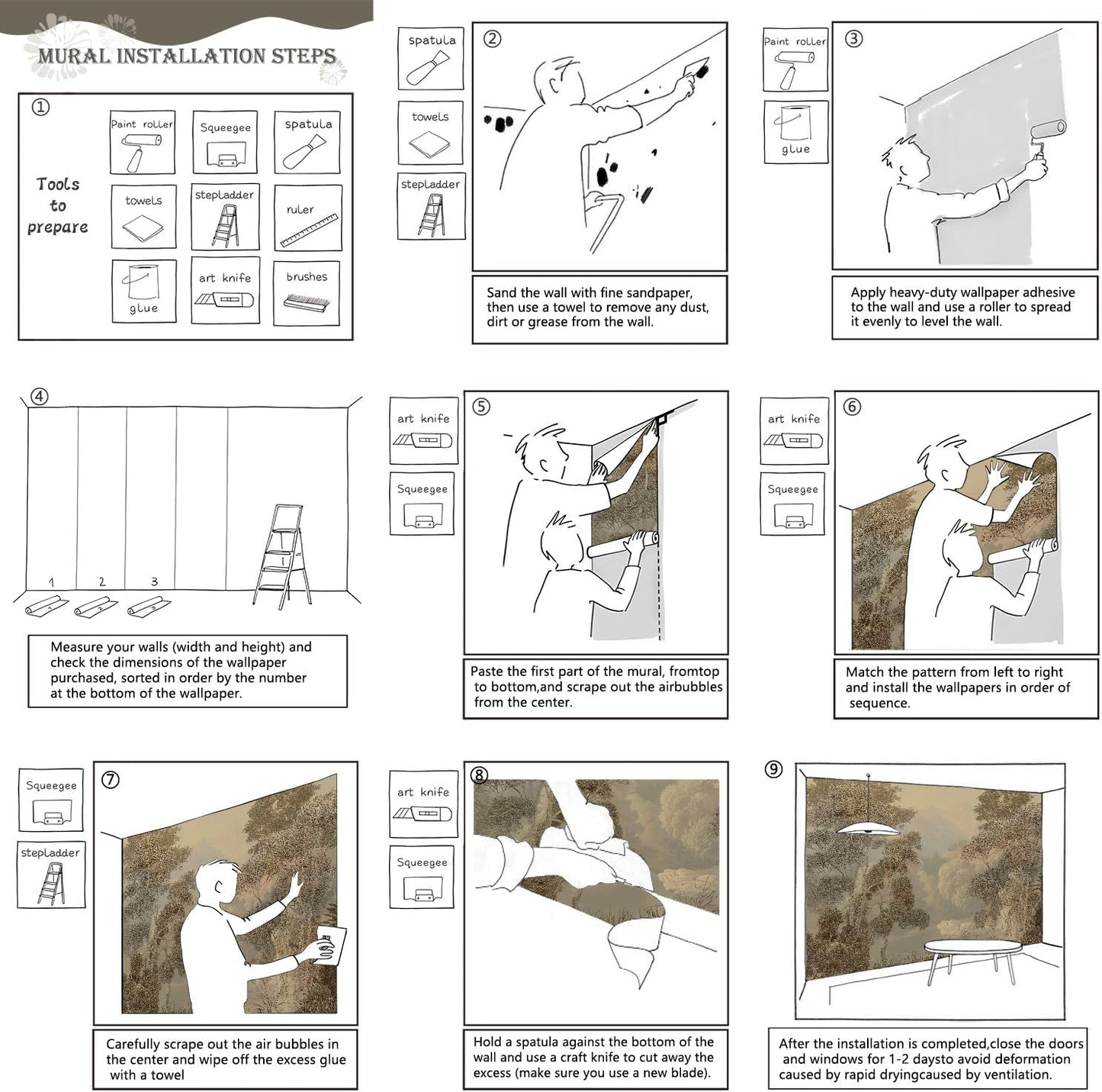 AFZEVEB-Tropical Jungle Wallpaper Landscape Tree Wall murals for Bedroom 136"x96"(Not Peel and Stick)