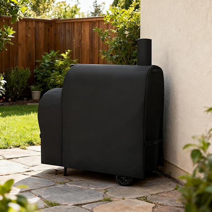 Heavy Duty 600D Grill Cover Fits for Royal Gourmet CC1830FC 30-Inch Charcoal Barrel Grill with Offset Smoker Grill Cover
