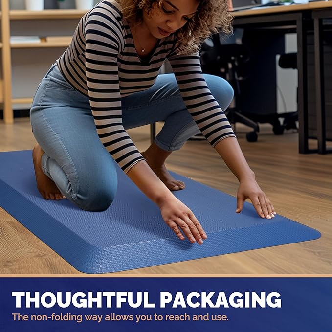 FEATOL Anti Fatigue Mat for Standing, 9/10 Extra Thick Ergonomic Standing Desk Mat, Comfort & Durable Memory Foam Standing Mat at Home,Office All Day (20" x 39", Blue, 1PC)