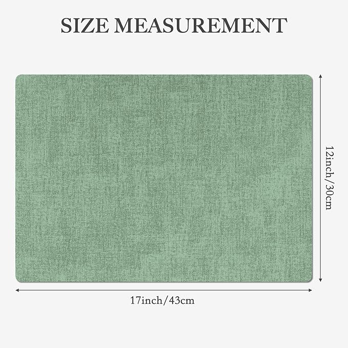 Faux Leather Heat Resistant Christmas Placemats Set of 6 – Waterproof Oilproof Wipeable Dining PU Vinyl Place Mat Easy Clean Table Mats for Kitchen/Dining/Party/Holiday, Dark Green