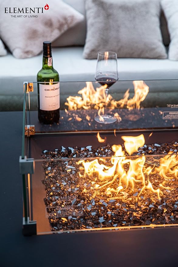 All Fire Table Pit Wind Screens and Stainless Steel Buner Lid from Eelemeti | Eelemeti Plus and Modeno (Wind Screens, Square 23.6" WS - 020)