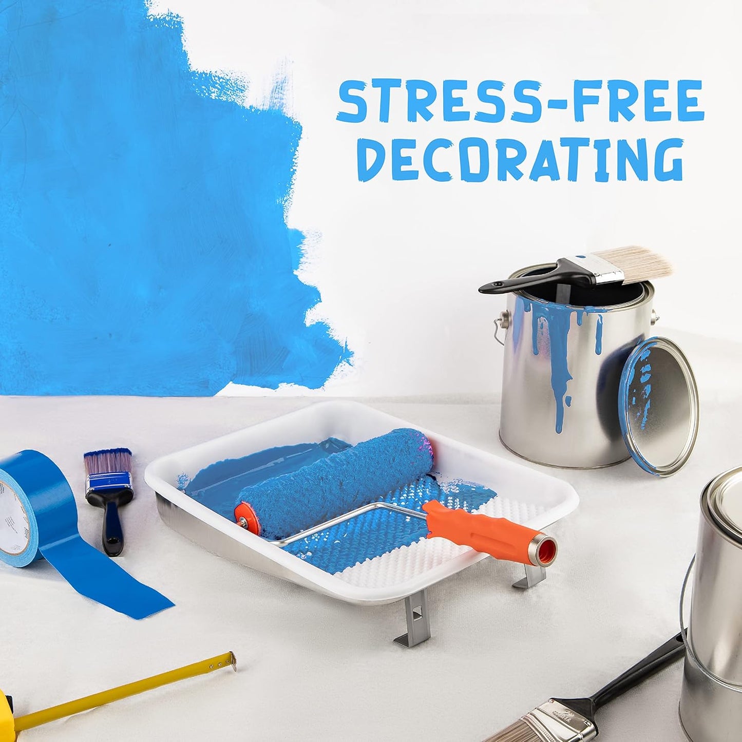 Paint Tray Liners, 1-Qt. Paint Capacity, Overlapping Edges, Fits 9” Metal Paint Trays, Dotted Ramp for Easy Rolling, (20)