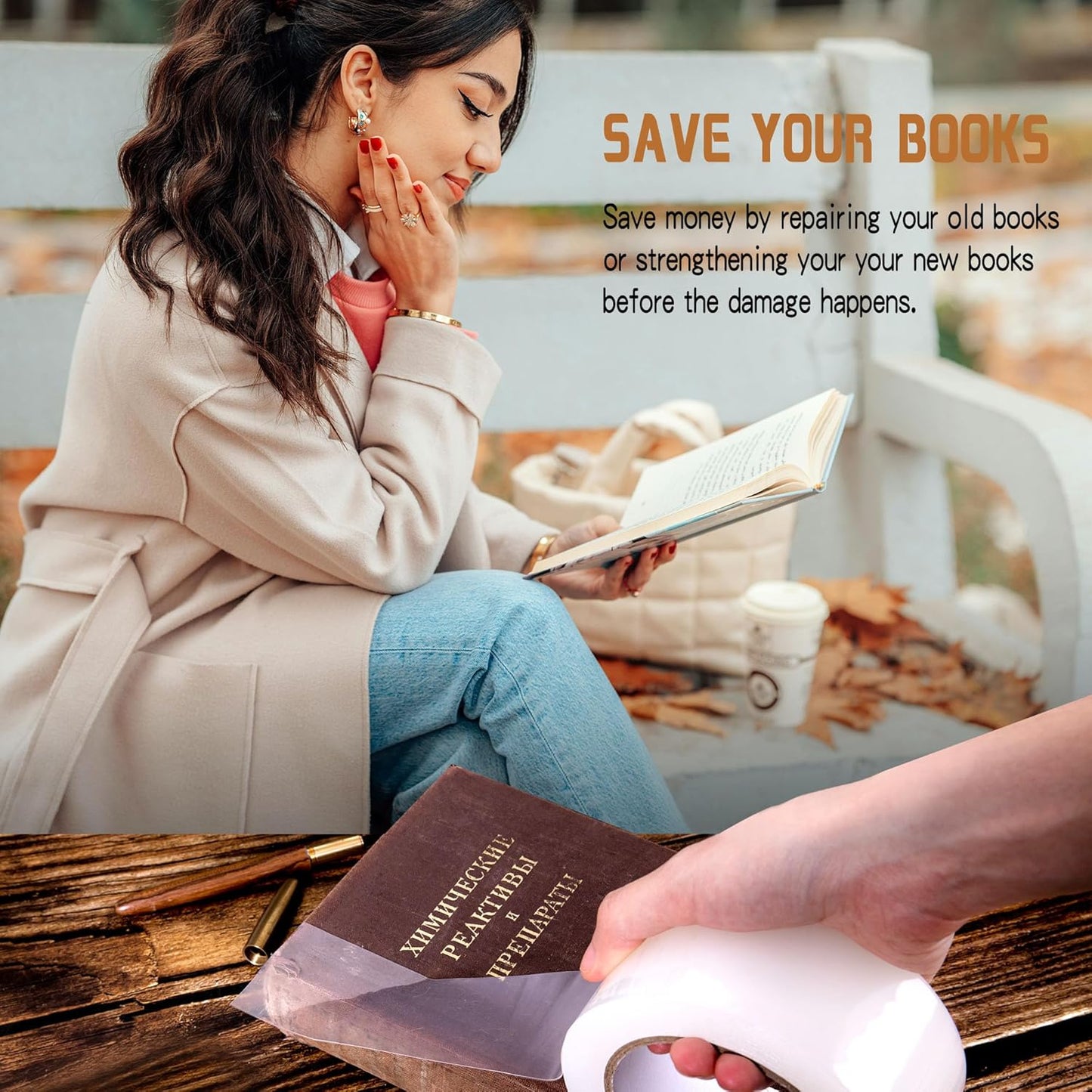 Clear Book Repair Tape - Self Adhesive Stretchable Tape, Essential Repair Tape for Reinforcing, Protecting, and Covering Old Books - 2 Inch Wide x 108 FT Long