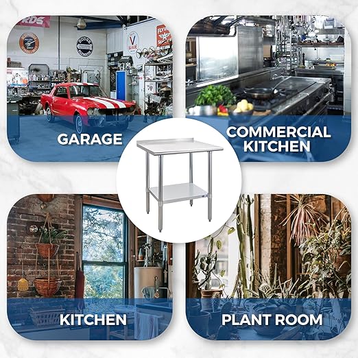 Profeeshaw Stainless Steel Table with Wheels 24x30 Inch, NSF Commercial Kitchen Prep & Work Table with Undershelf and Galvanized Legs for Restaurant, Bar, Utility Room and Garage Heavy Duty Table