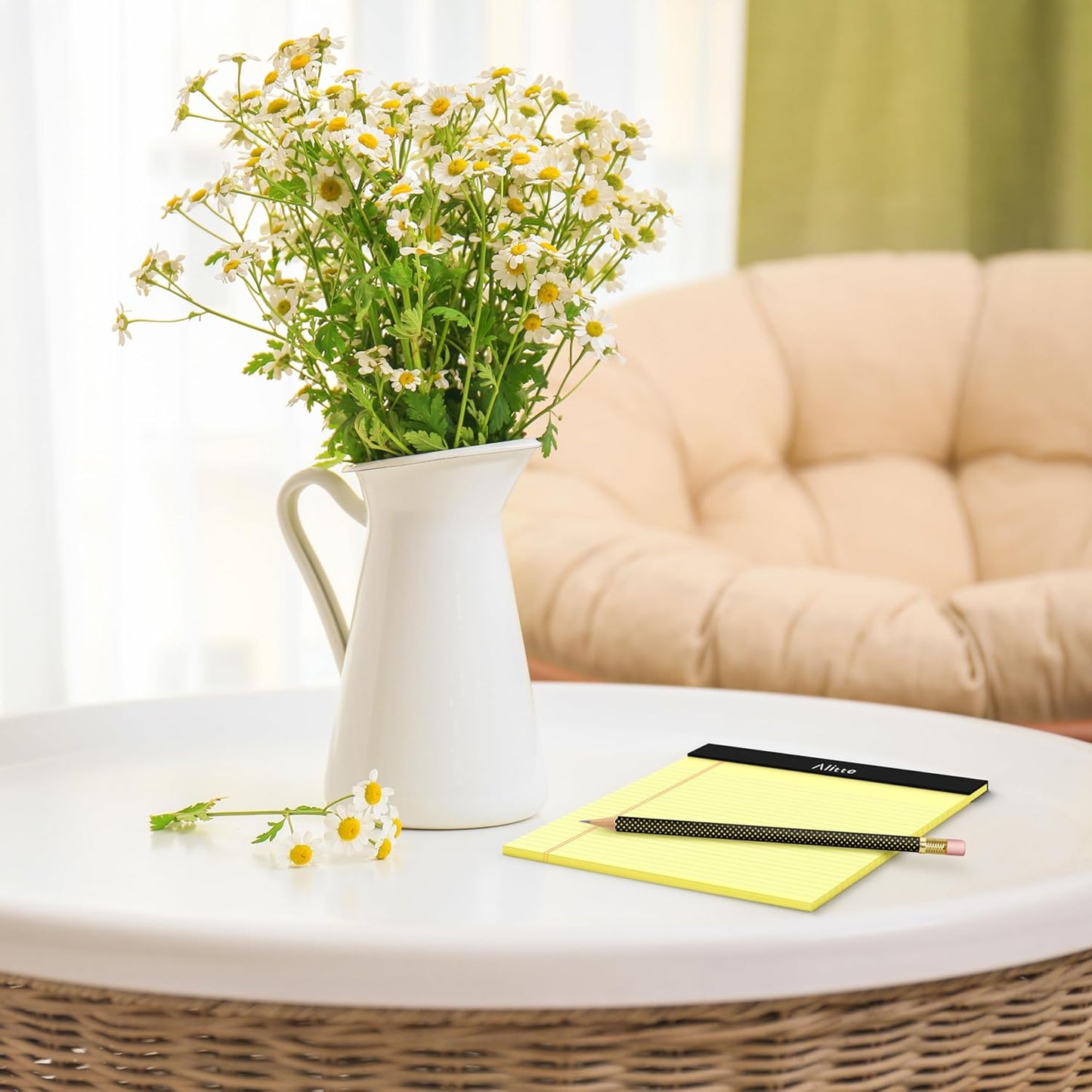 Yellow Legal Notepads 5x8, Pack of 6 - Perforated Narrow Ruled Writing Pad - Premium Thick Paper, No Ink Bleeding - Blank Legal Pads For Home, Office, School, Business - 50 Sheets Per Notebook