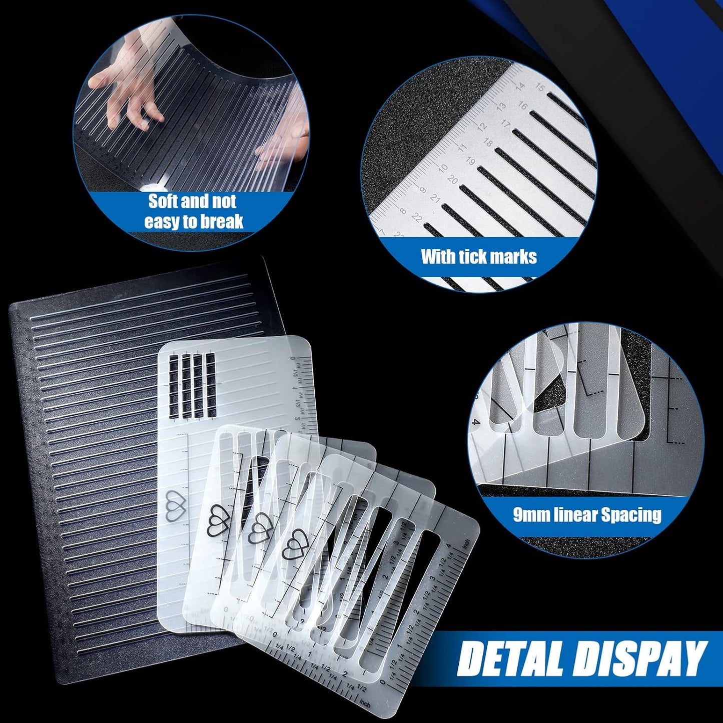 5 Pack Straight Line Stencil for Journaling and Envelope Addressing Guide Stencil Templates Set 11 Inch Scale Spacing Line Ruler Guide for Card Paper Journal Lettering Writing