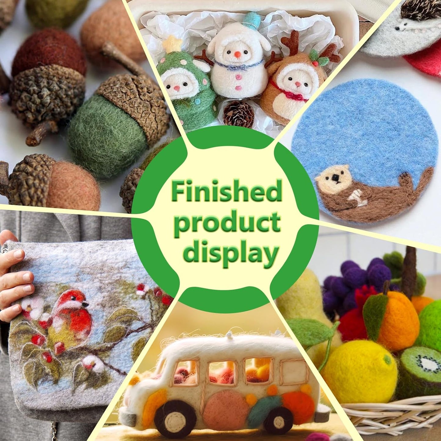 IMZAY Needle Felting Tools, Wool Felting Supplies, Needle Felting Kit with 60 Pcs Needles, Foam Mat, Wooden Handle, Scissors, Perfect for DIY Felting Wool Projects