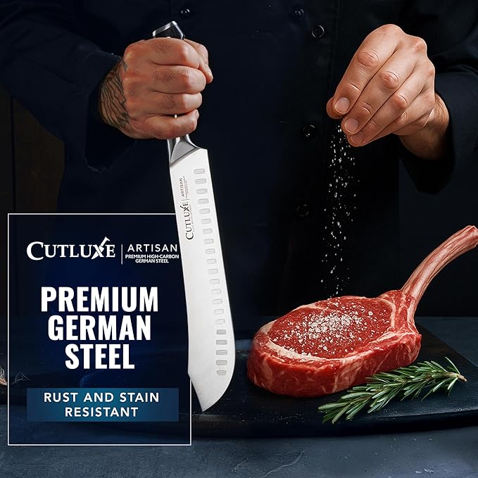 Cutluxe Butcher Knife – 10″ Bullnose Carving Knife, Forged High Carbon German Steel – Full Tang & Razor Sharp – Ergonomic Handle Design, Grilling Gifts for Men – Artisan Series