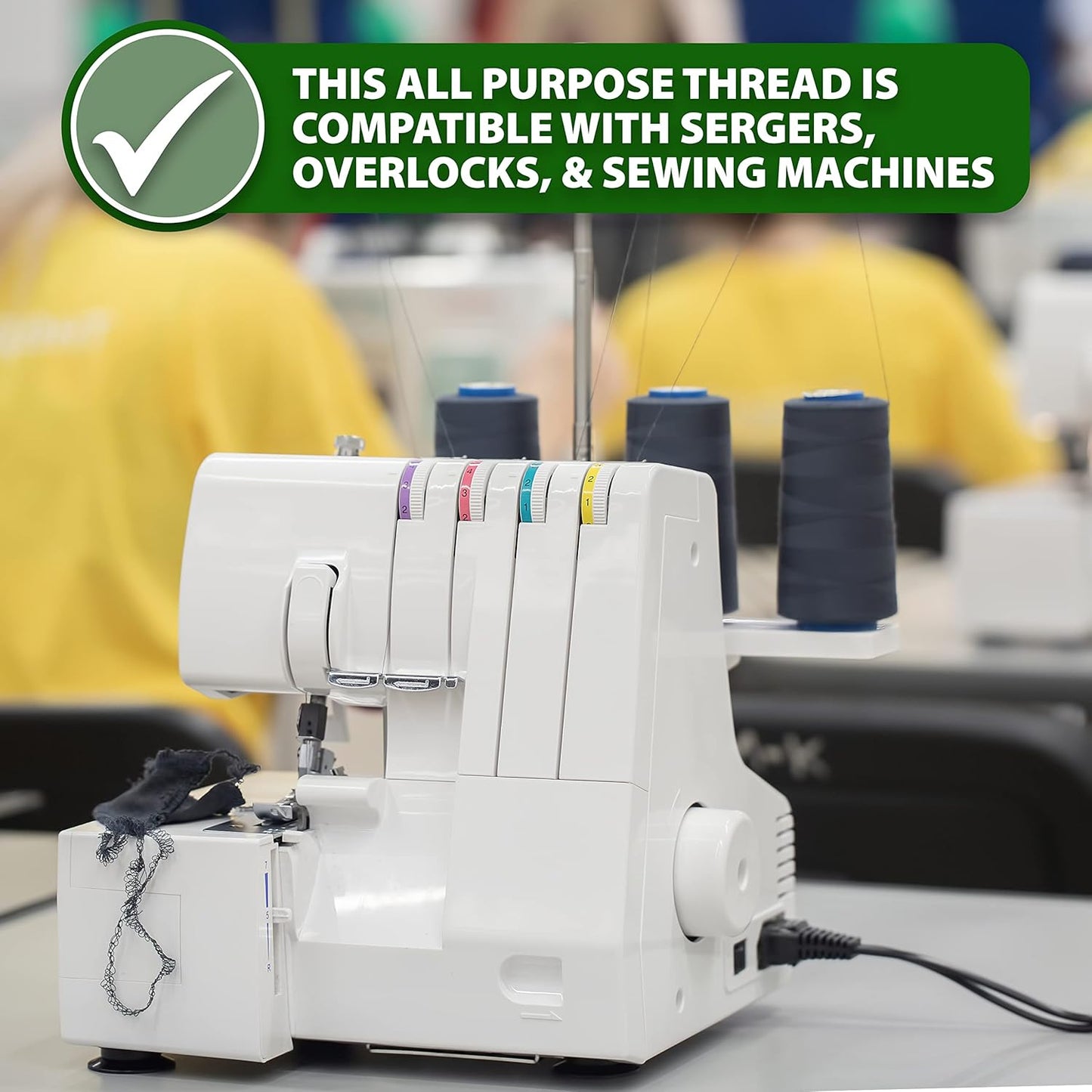 Mandala Crafts 5 Pack of Serger Threads Cones Spools - 20S/2 30000 Yards Polyester Pastel Threads for Sergers Machine and Overlock Quilting Sewing Machine