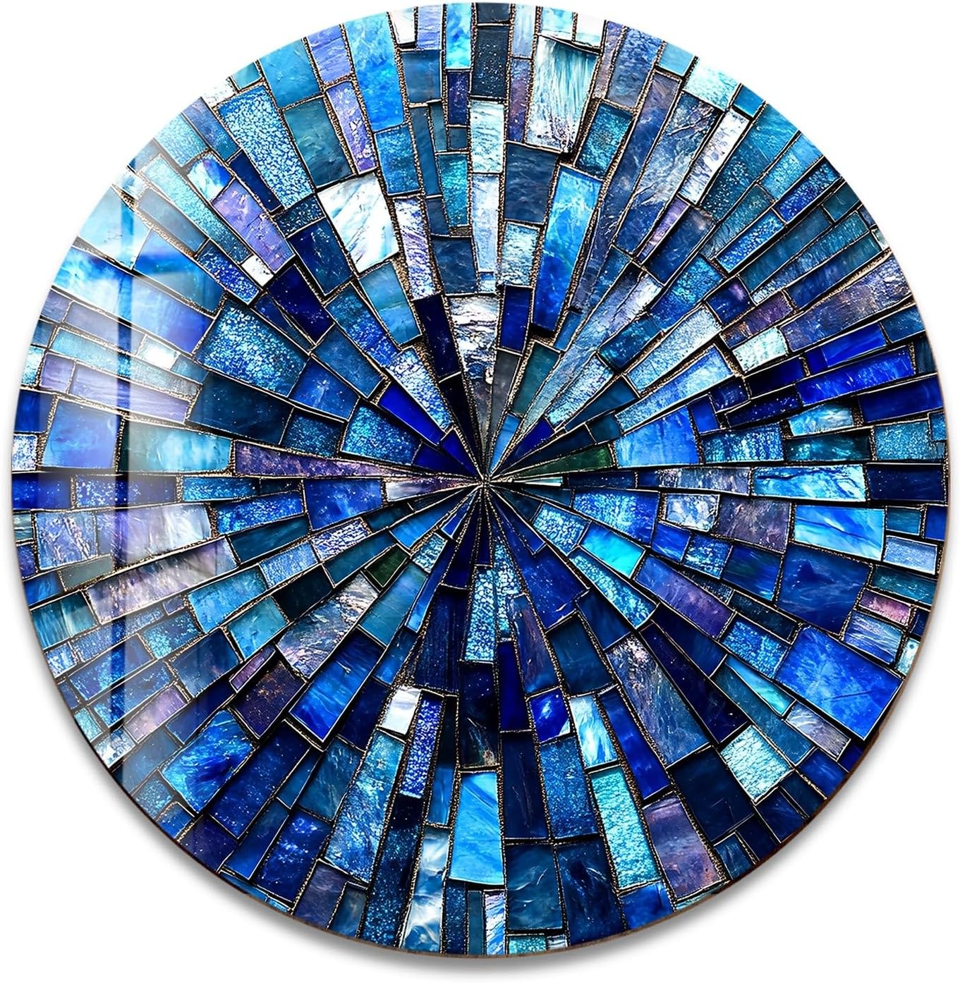 My Photostation.com 24''(60cm) Diameter Radiant Mosaic Burst Round Glass Wall Art Tempered Glass Printing Wall Decor Large Wall Art Wall Hangings