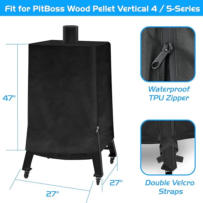 Vertical Smoker Cover for Pit Boss Wood Pellet 4/5-Series PBV4PS1 PBV5PW1 PBV4PS2 PBV5P1 Pro Series 4 BBQ Weather-Resistant Outdoor Grill Cover Pitboss 73550 73040