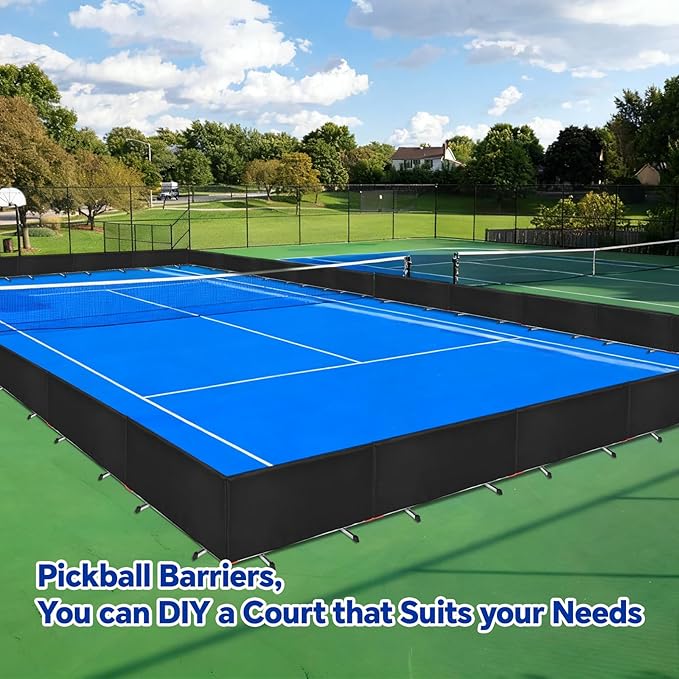 Pickleball Ball Barriers 3 Pack - Court Dividers for Pickleball Courts, Portable Black Barriers for Ball Containment and Court Division