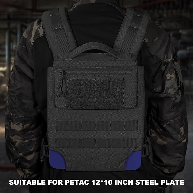 PETAC GEAR Upgraded Weighted Backpack Rucking Backpack for Weight Plates/Honeycomb Breathable fabric/Belt support/Back support platform (max 15lbs capacity)(BK)