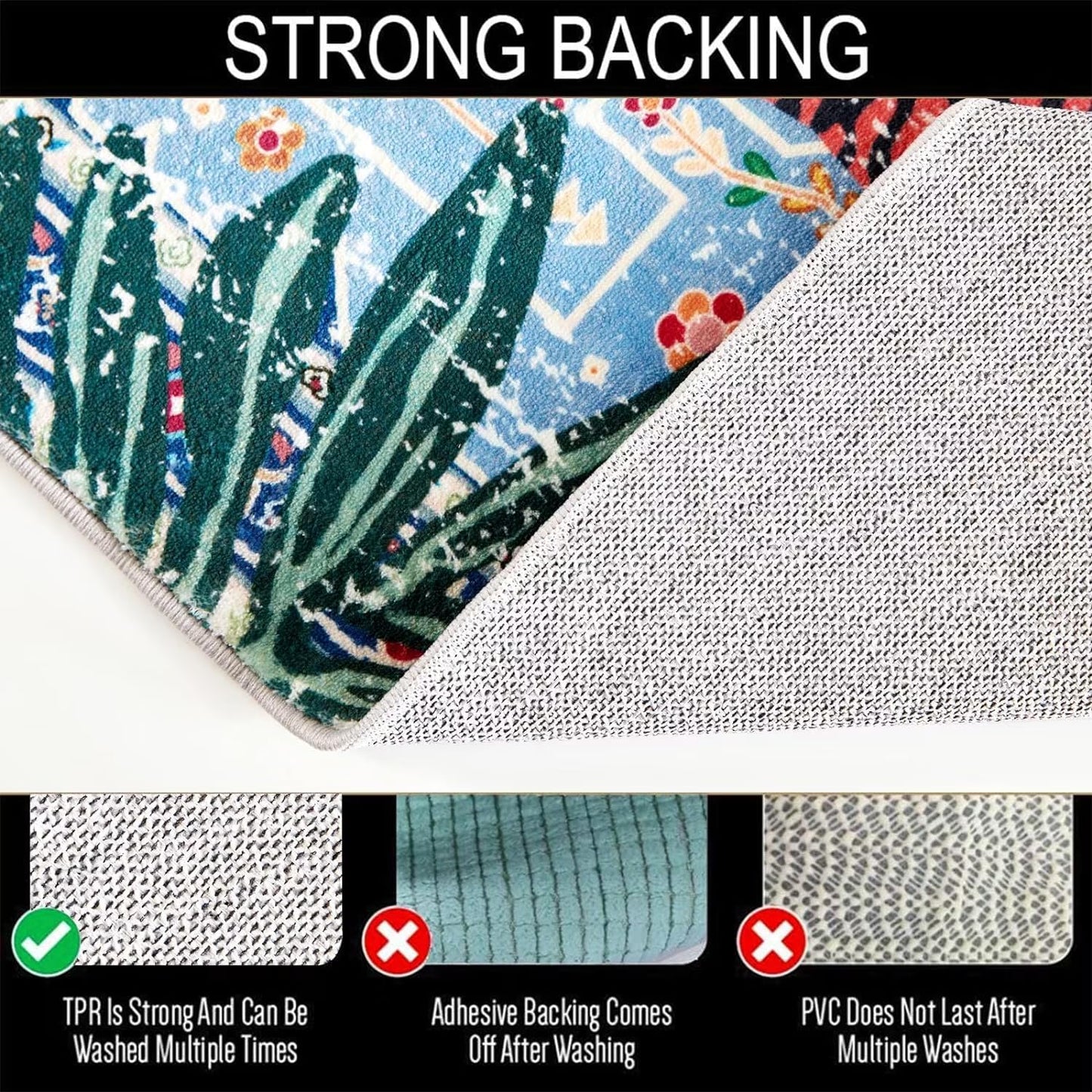 Tropical Jungle Rugs, 2x3 Faux Wool Botanical Boho Throw Rugs for Bathroom Kitchen Small Indoor Entryway Rug Modern Vintage Distressed Hippie Indian Accent Floor Mat Non-Slip Washable