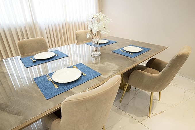 Placemat Set-Washable Place Mats for Parties, Elegant Table Mats for Kitchen Table, Set of 4 Dining Table Placemats, Heat-Resistant Cloth Placemats for Indoor and Outdoor,13x19-Navy Blue