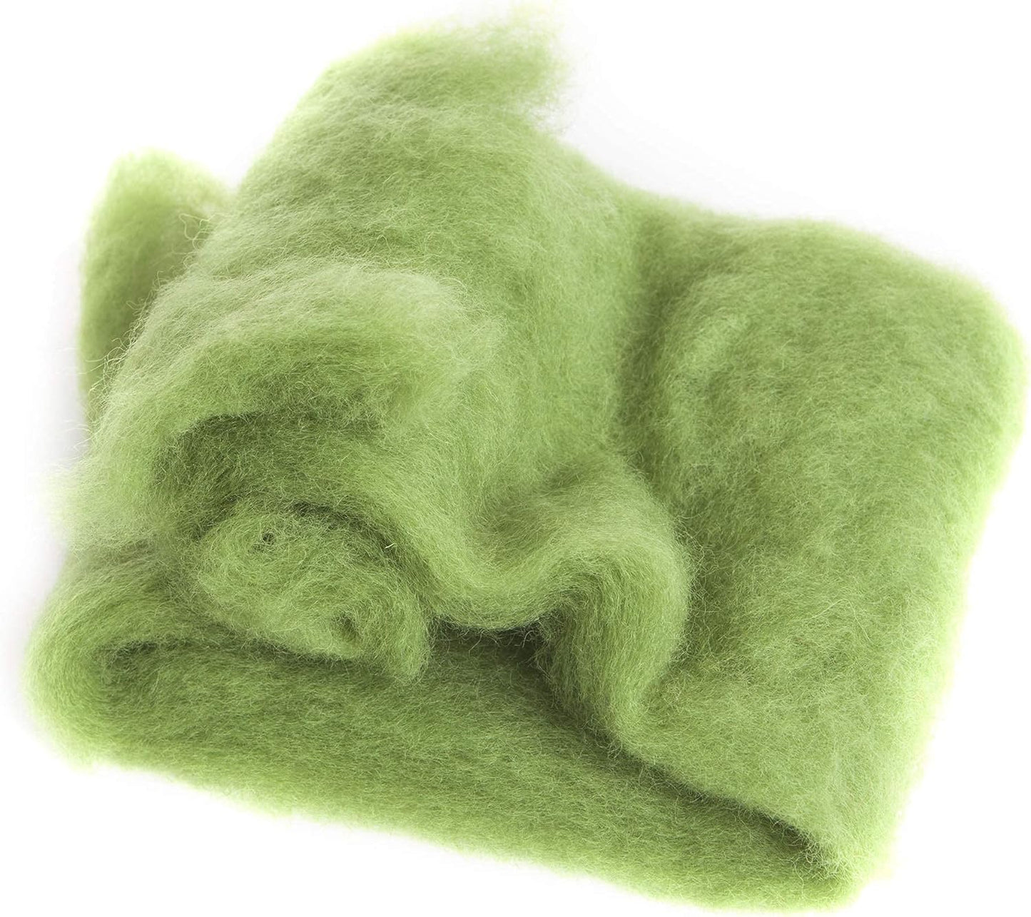 Desert Breeze Distributing Maori Wool Carded Batting, 100% Natural New Zealand Wool Made by DHG in Italy for Needle Felting, 3.5 OZ, 27 Micron, Color Leaf Green