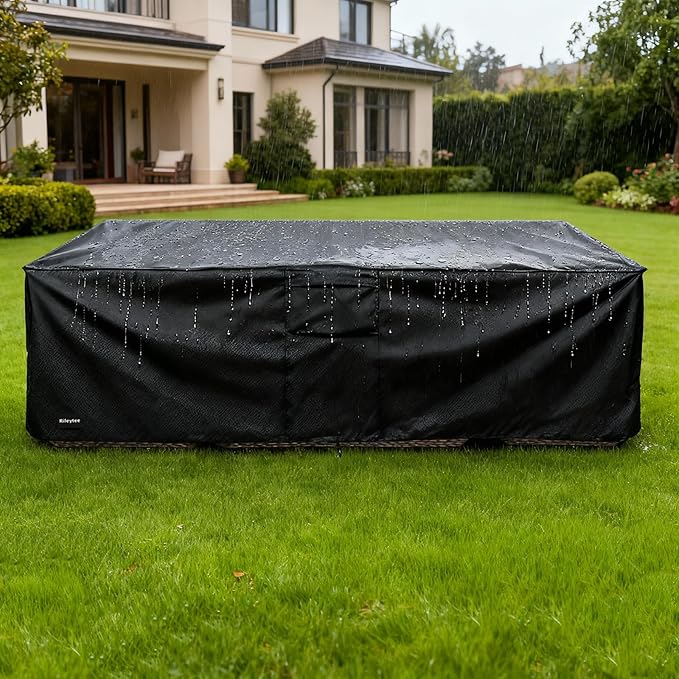 Rectangular Patio Furniture Covers,Upgraded 600D Heavy Duty Outdoor Furniture Covers Waterproof,Outdoor Sectional Dining Table and Chairs General Purpose Furniture Set Cover,88"L × 62"W × 28"H,Black