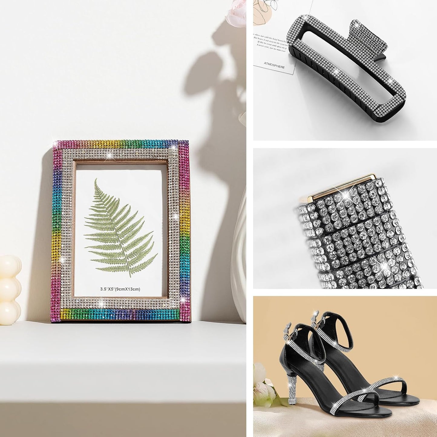 10-Yard Bedazzling Strips, 5-Rows Rhinestone Ribbon Self Adhesive,10-Rolls Rhinestone Strips for DIY Craft, Rhinestones for Crafting, Home Decor and Special Events, 10 Colors, 0.45inch Width