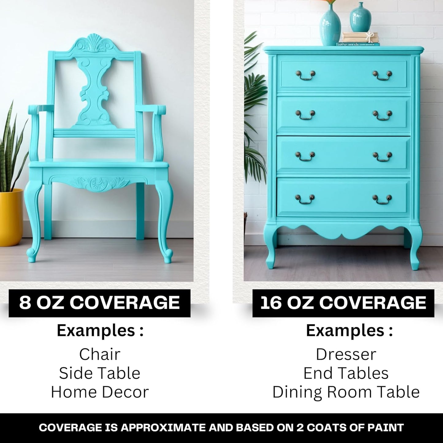 Daydream Apothecary Premium Chalk Style Paint for Furniture, Home Décor, Wood, DIY Interior Projects, Quick Dry, No Prep or Prime Needed, Matte Aqua - 16oz