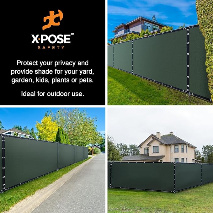 Xpose Safety Privacy Fence Screen 8’ x 50’ (12 Pack) – Heavy Duty Green Mesh with 90% Visibility Block, UV Protection – for Garden, Yard, Nursery, Kennel, Dog Run, Greenhouse