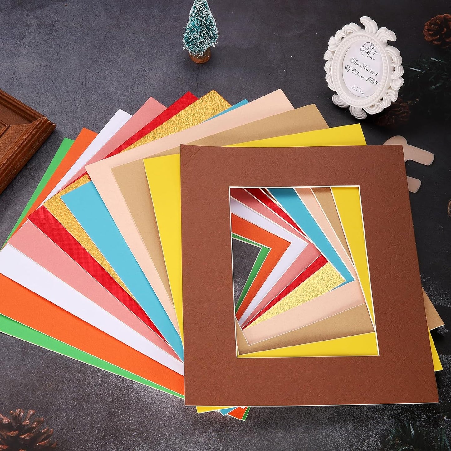 Picture Mats, 8 x 10 for 5 x 7 Pictures Acid Free White Core Bevel Cut Frame Mattes for Display Art Measuring, White